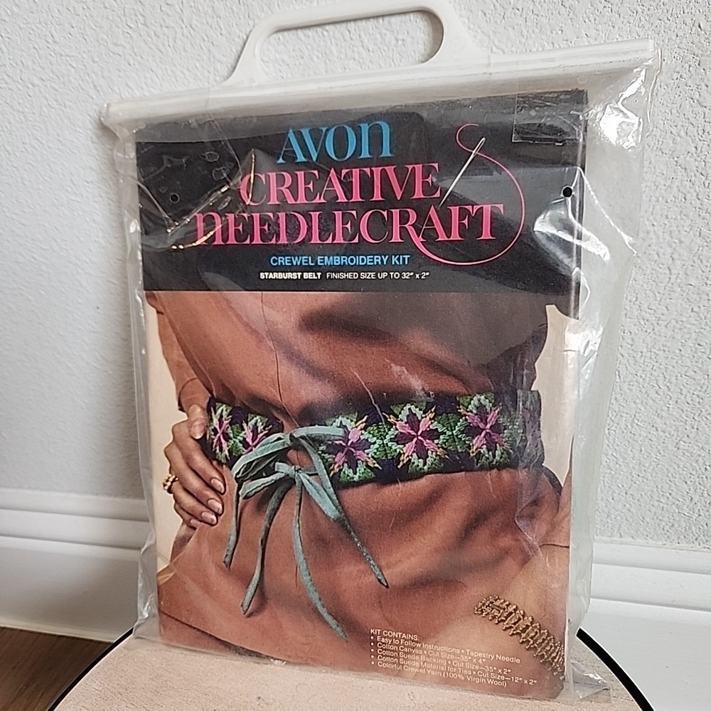 Vintage Embroidery Kit Starburst Belt 1974 Avon Creative Needlecraft Hippie Boho